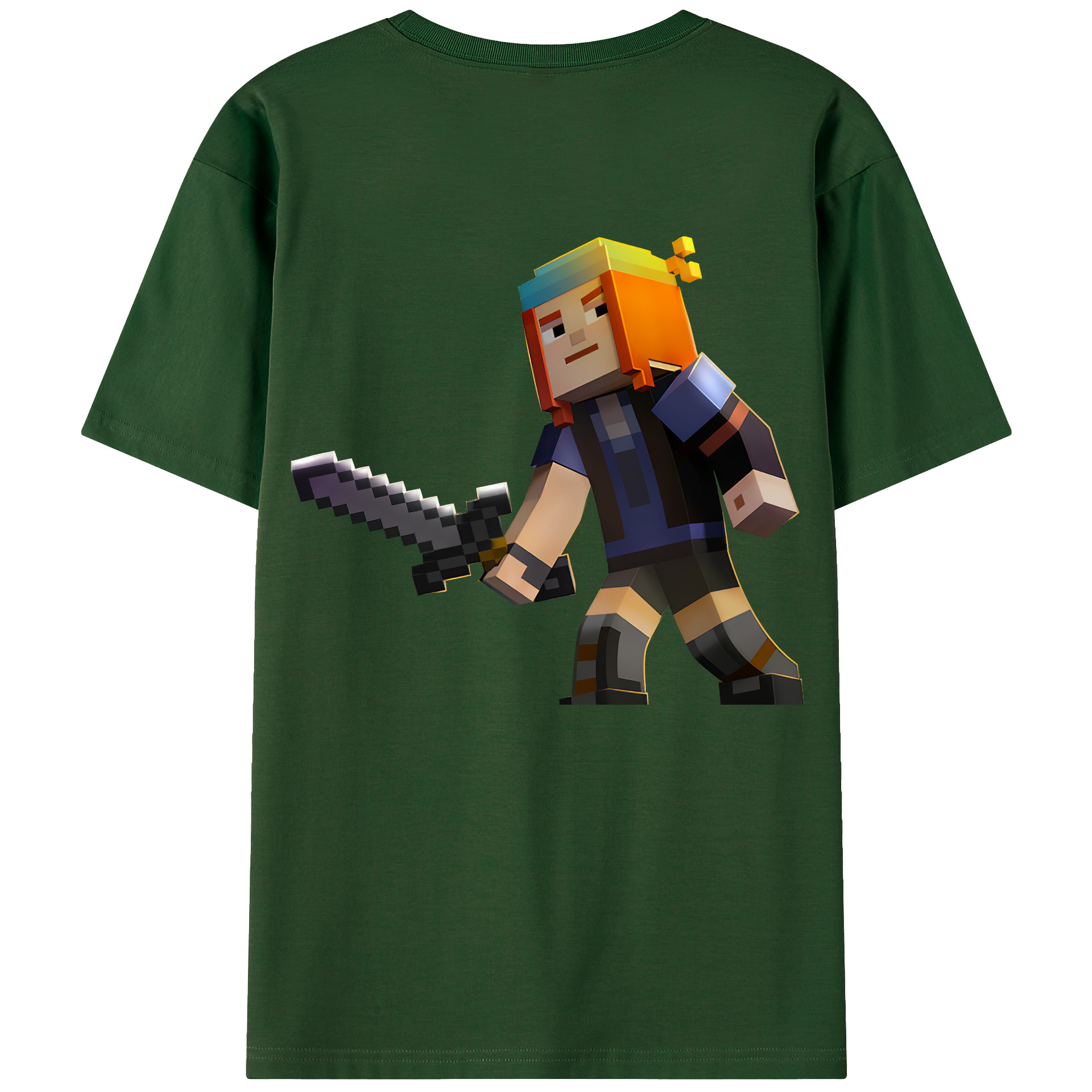 （画像用） マインクラフト ブロックの世界 Minecraft MC Block world 綿100％半袖Tシャツ（背面プリント）